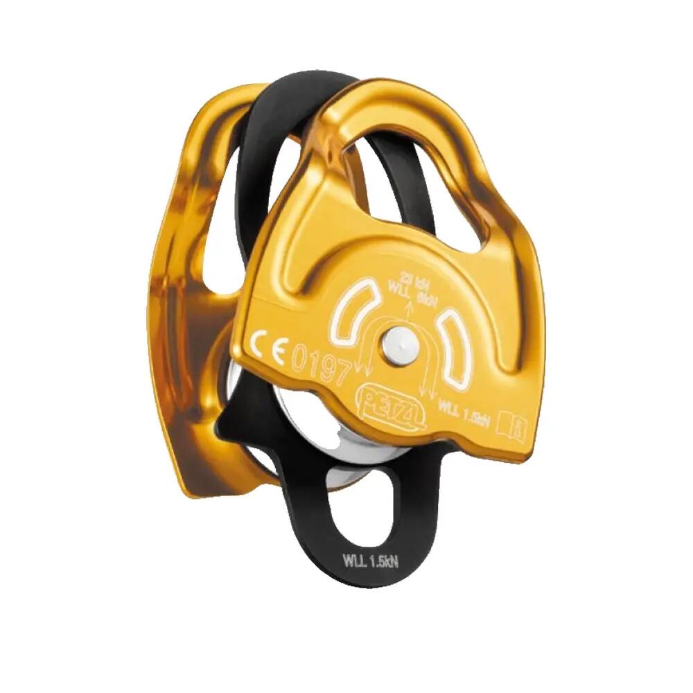 Poulie double Petzl Gemini P66A compacte 135g réas 25mm pour cordes 7-11mm 2/2