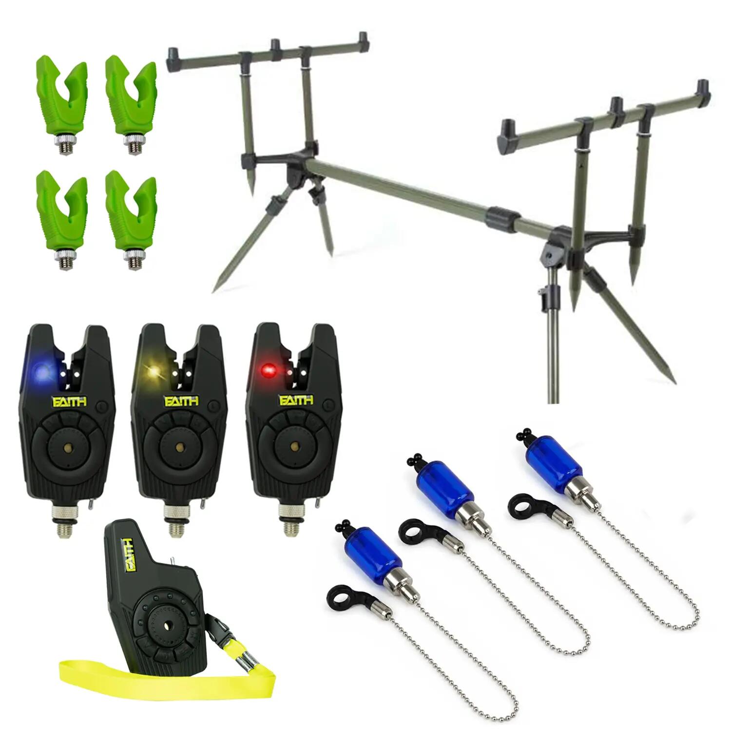 Deluxe Rodpod Set 3 Rod with Bite Alarms & Swingers 1/5