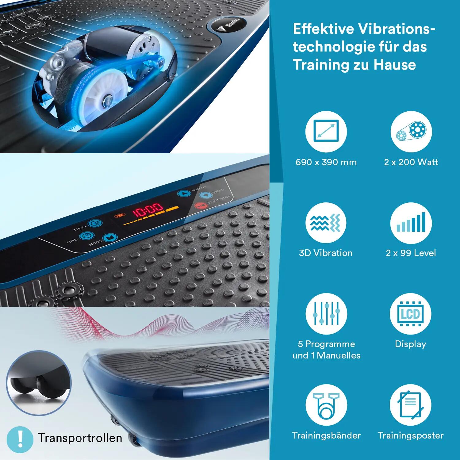 Plateforme vibrante oscillante V1 Twin Engine -3D - 5 à 15 Hz - 6 programmes 4/9