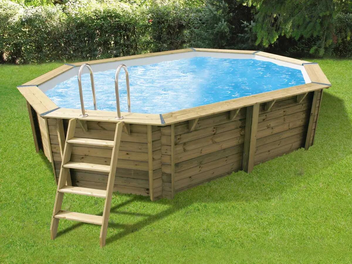 Piscine bois Océa 5,50 x 3,55 x 1,20 m - Liner gris 4/5