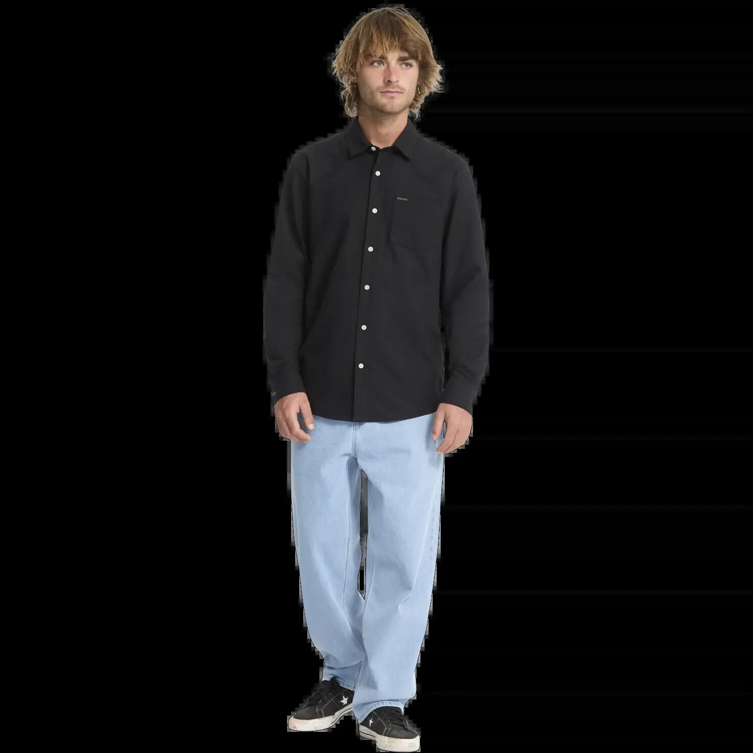 Camisa Volcom Veeco Oxford Negro Marrón 7/7