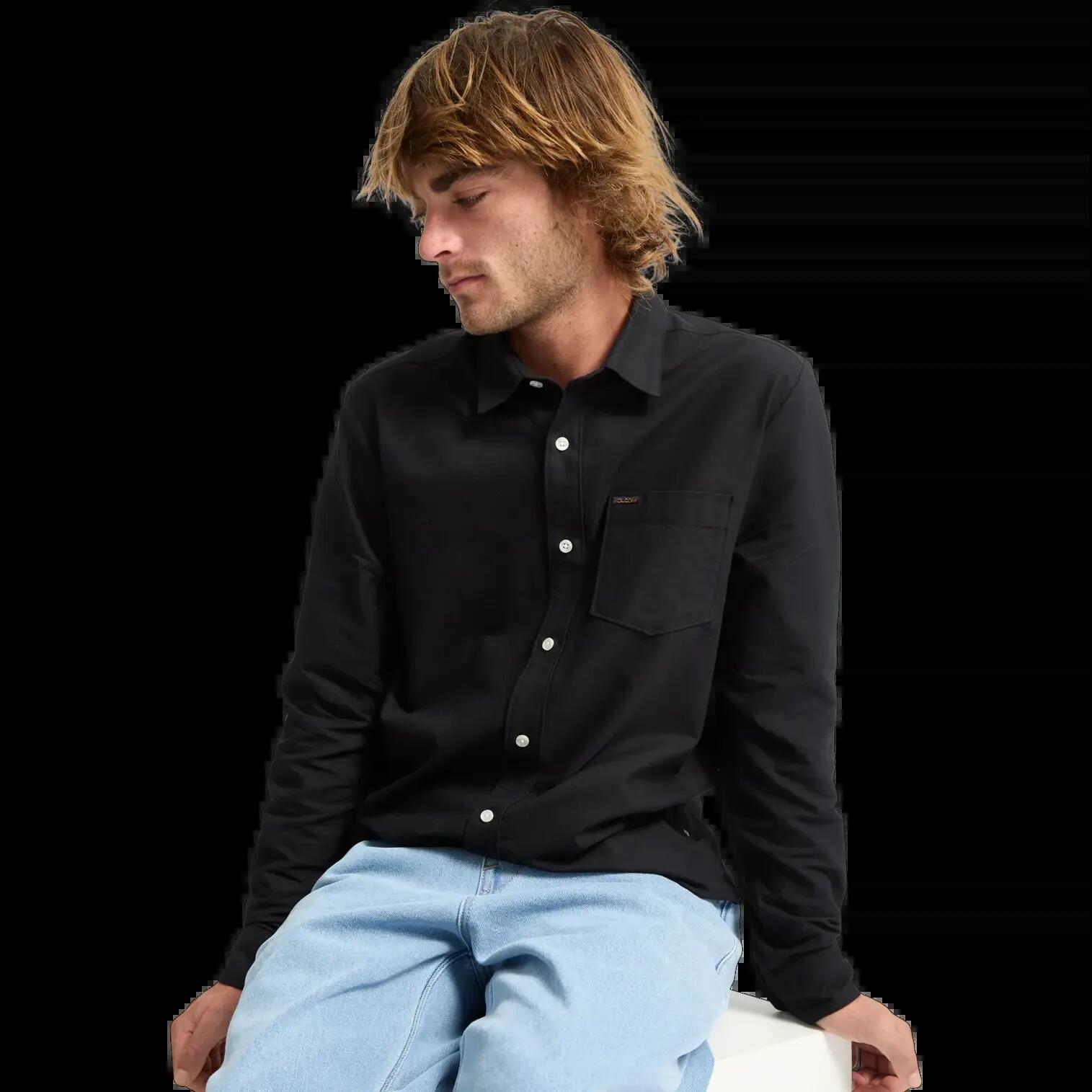 Camisa Volcom Veeco Oxford Negro Marrón 5/7