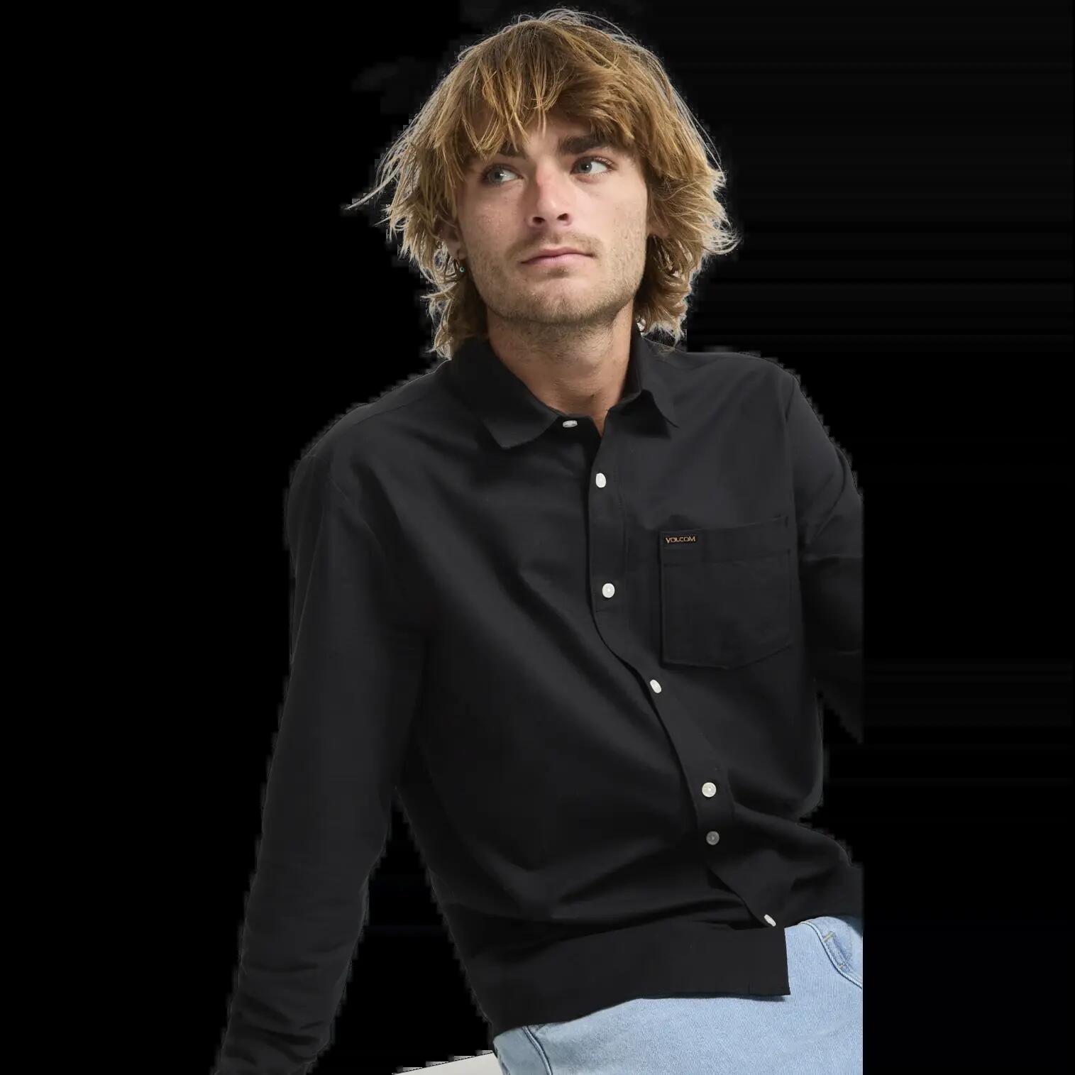 Camisa Volcom Veeco Oxford Negro Marrón 4/7