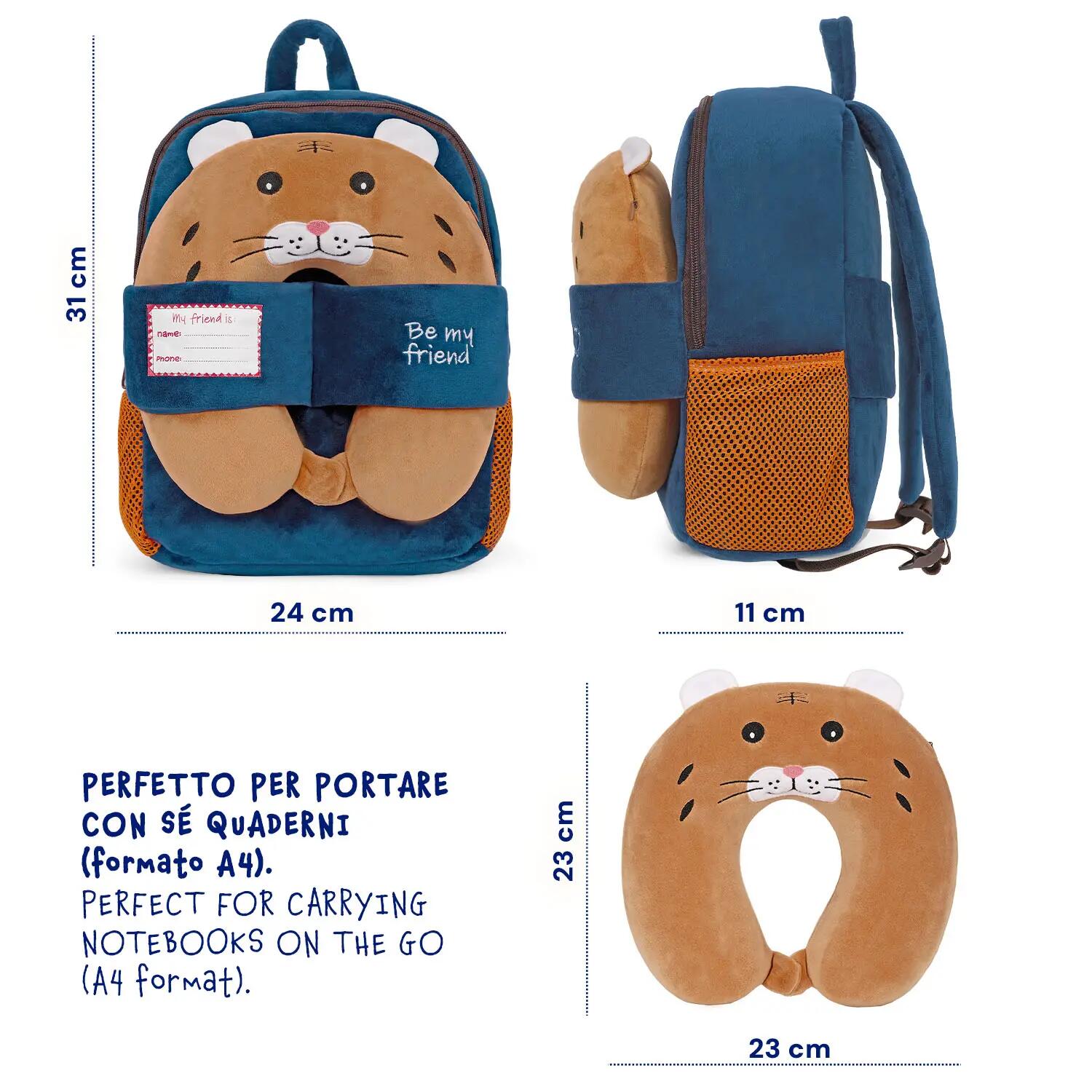 Zaino da Bambino con Cuscino Gatto da Viaggio Blu 2/9