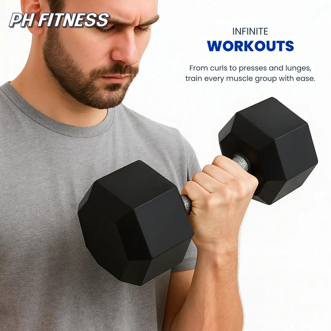PH Fitness Conjunto de halteres hexagonais 2,5–25 kg com suporte de 3 níveis 3/6