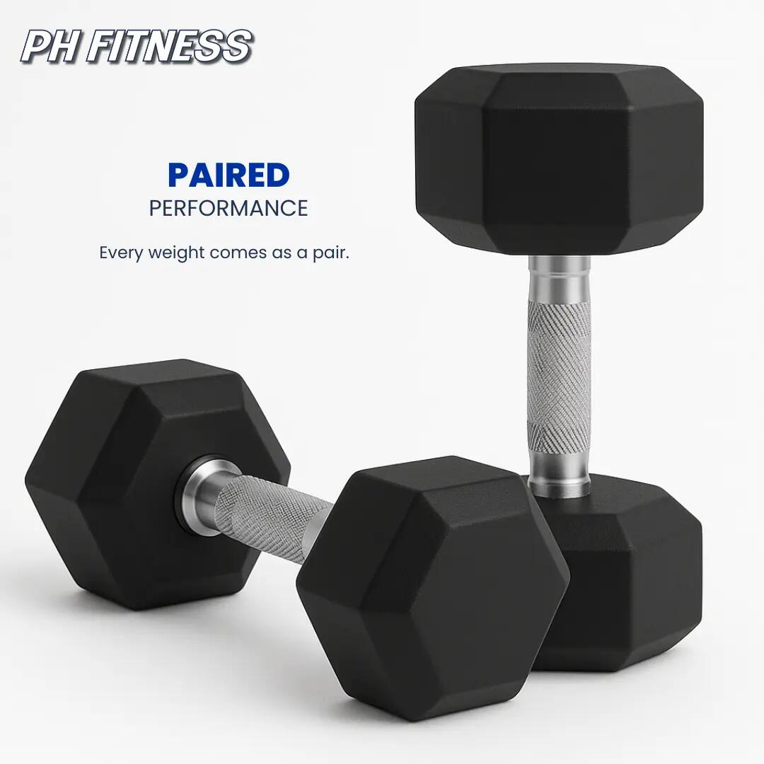 Zestaw hantli heksagonalnych 2,5–25 kg, 10 par, gumowane 2/4