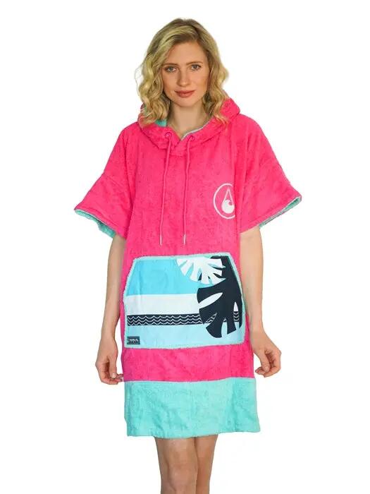 Poncho Wave Hawaii Cotton Velours Poncho Pink Wave S WH4084 Rosa 90 x 70 cm 7/9