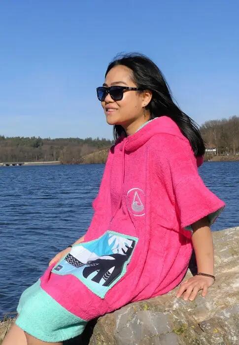 Poncho Wave Hawaii Cotton Velours Poncho Pink Wave S WH4084 Rosa 90 x 70 cm 6/9