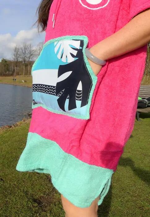Poncho Wave Hawaii Cotton Velours Poncho Pink Wave S WH4084 Rosa 90 x 70 cm 4/9