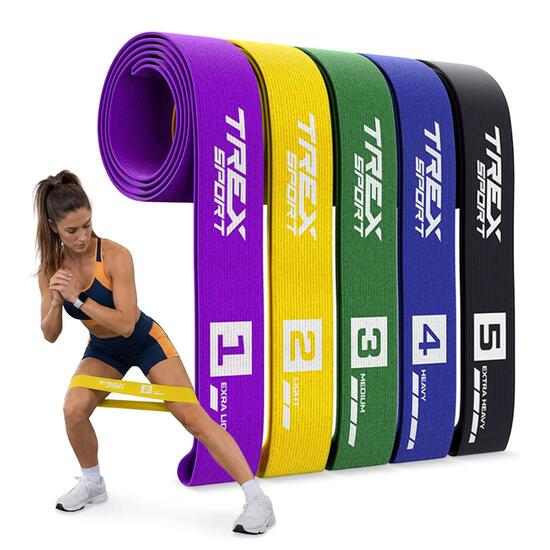 Zestaw 5 materiałowych taśm oporowych Trex Sport 2,5–25 kg, 104 cm