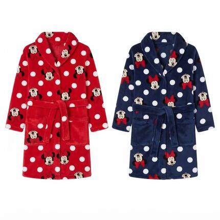 Peignoir Enfant Mickey Coral Fleece pour le Bain et la Douche avec Ceinture Bleu