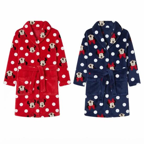 Peignoir Enfant Minnie Coral Fleece avec Ceinture et Poches Rouge