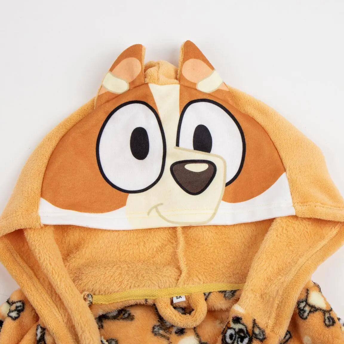Robe Infantil Bluey Coral Fleece com Capuz e Cinto Laranja 3/5