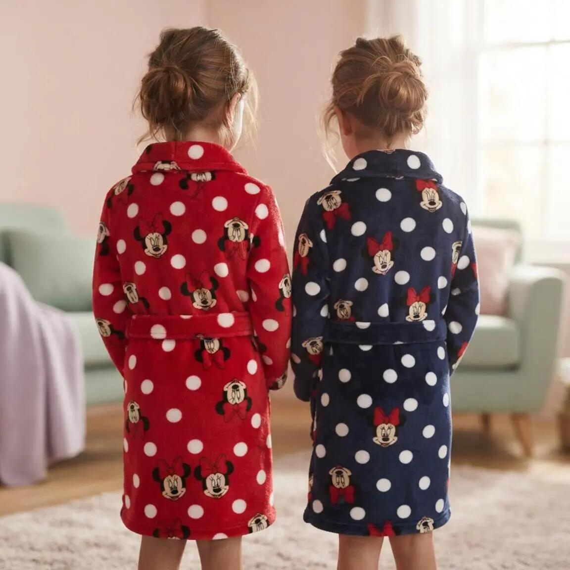 Albornoz Infantil Minnie Coral Fleece con Cinturón y Bolsillos Rojo 7/7