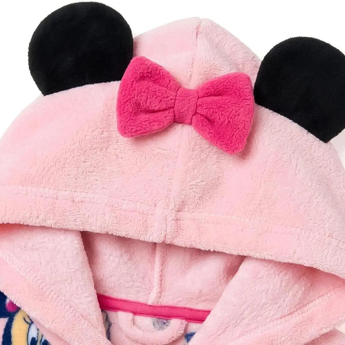 Peignoir Enfant Minnie Coral Fleece avec Capuche pour le Bain et la Douche Rose 5/7