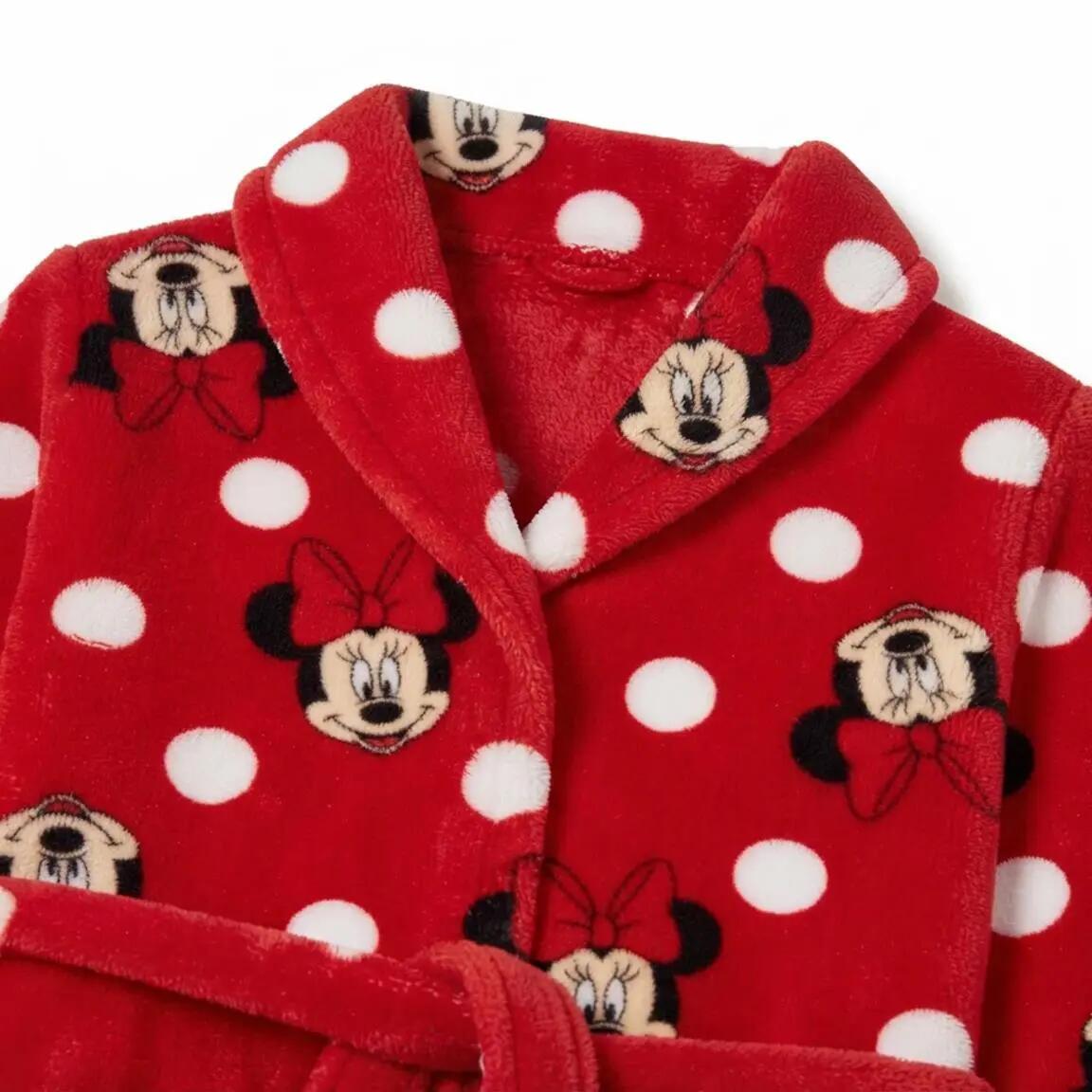 Albornoz Infantil Minnie Coral Fleece con Cinturón y Bolsillos Rojo 6/7