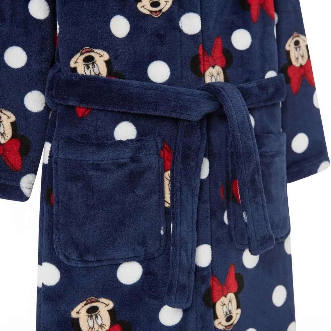 Albornoz Infantil Minnie Coral Fleece con Cinturón y Bolsillos Rojo 5/7