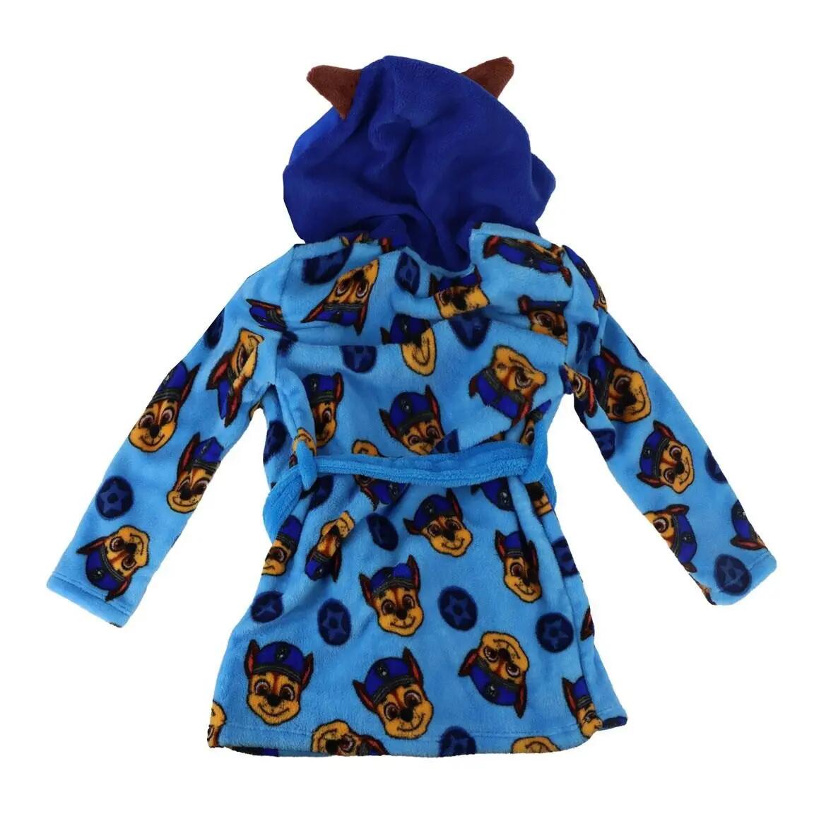 Bademantel Kinder PAW Patrol Coral Fleece mit Kapuze und Gürtel Blau 2/5