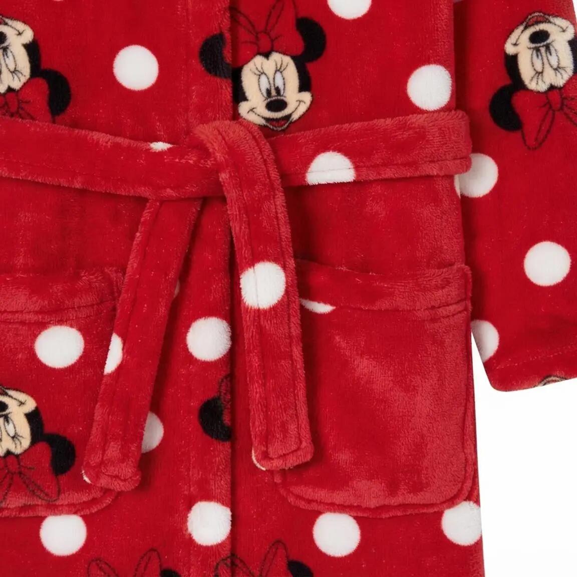 Albornoz Infantil Minnie Coral Fleece con Cinturón y Bolsillos Rojo 4/7