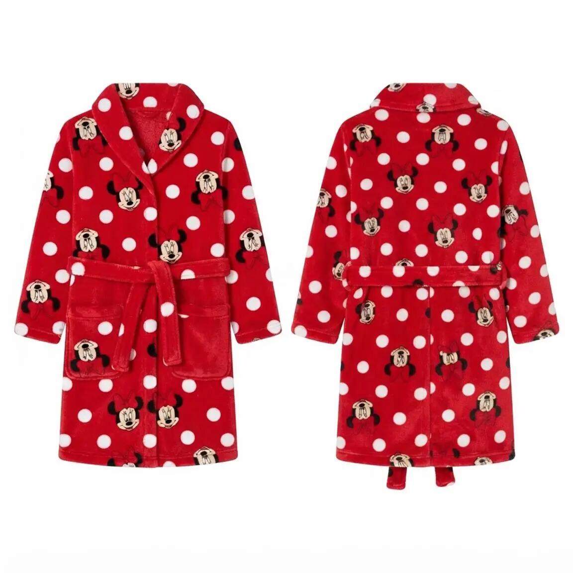 Albornoz Infantil Minnie Coral Fleece con Cinturón y Bolsillos Rojo 2/7