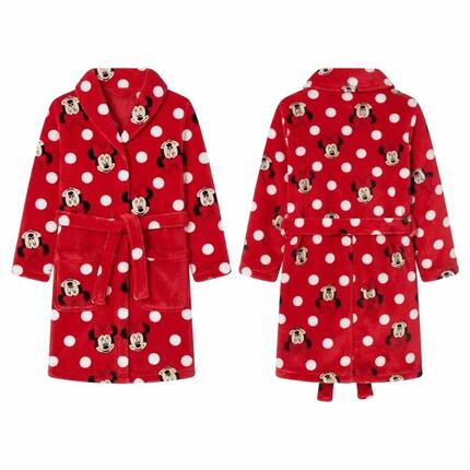 Bademantel Kinder Minnie Coral Fleece mit Gürtel und Taschen Rot