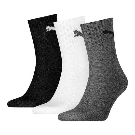 Lot De 3 Chaussettes Motif/style Logo Contrasté Homme (Blanc / Noir / Gris)