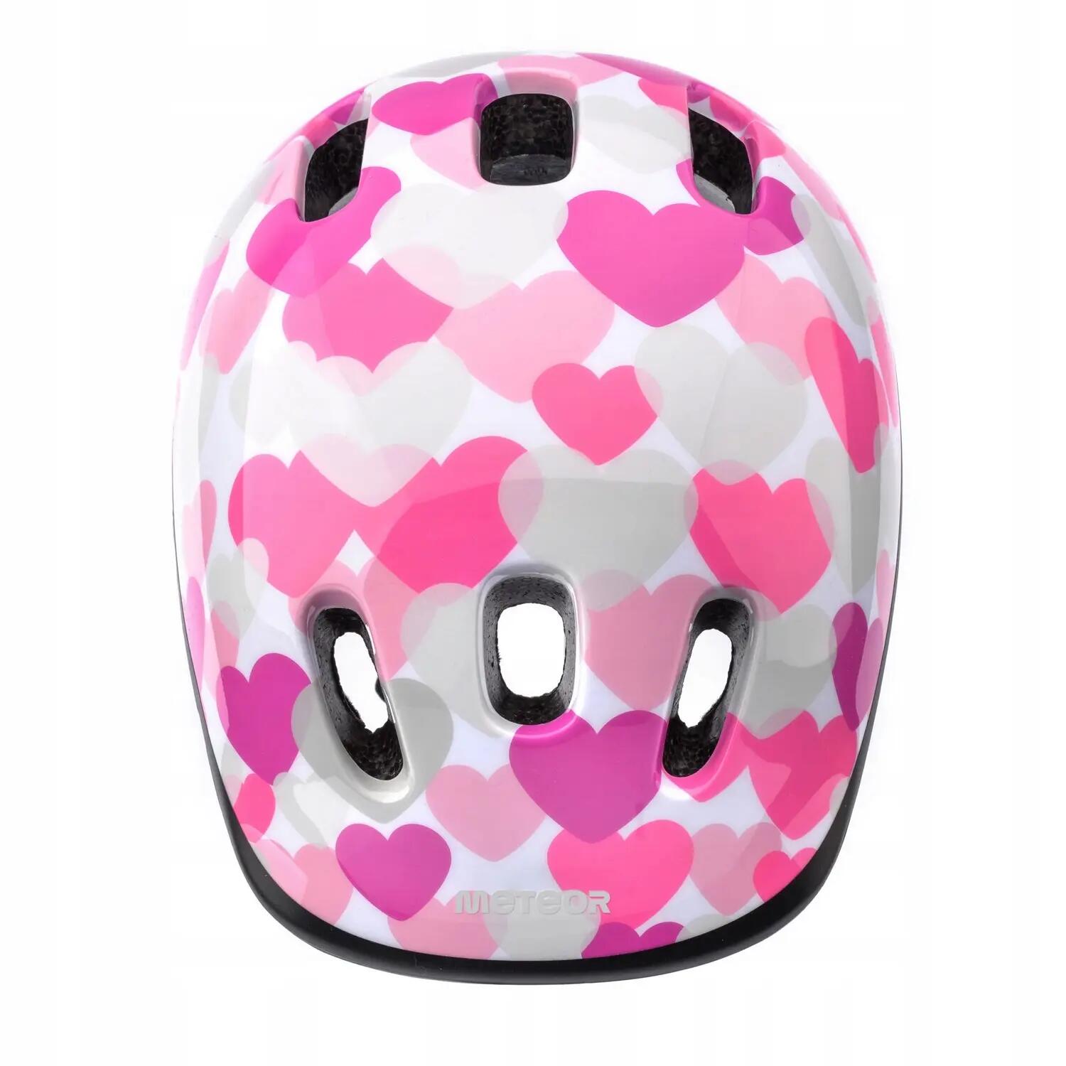 Fietshelm voor kinderen/kleuters, maat KS06, met hartjesmotief (Roze) 6/7