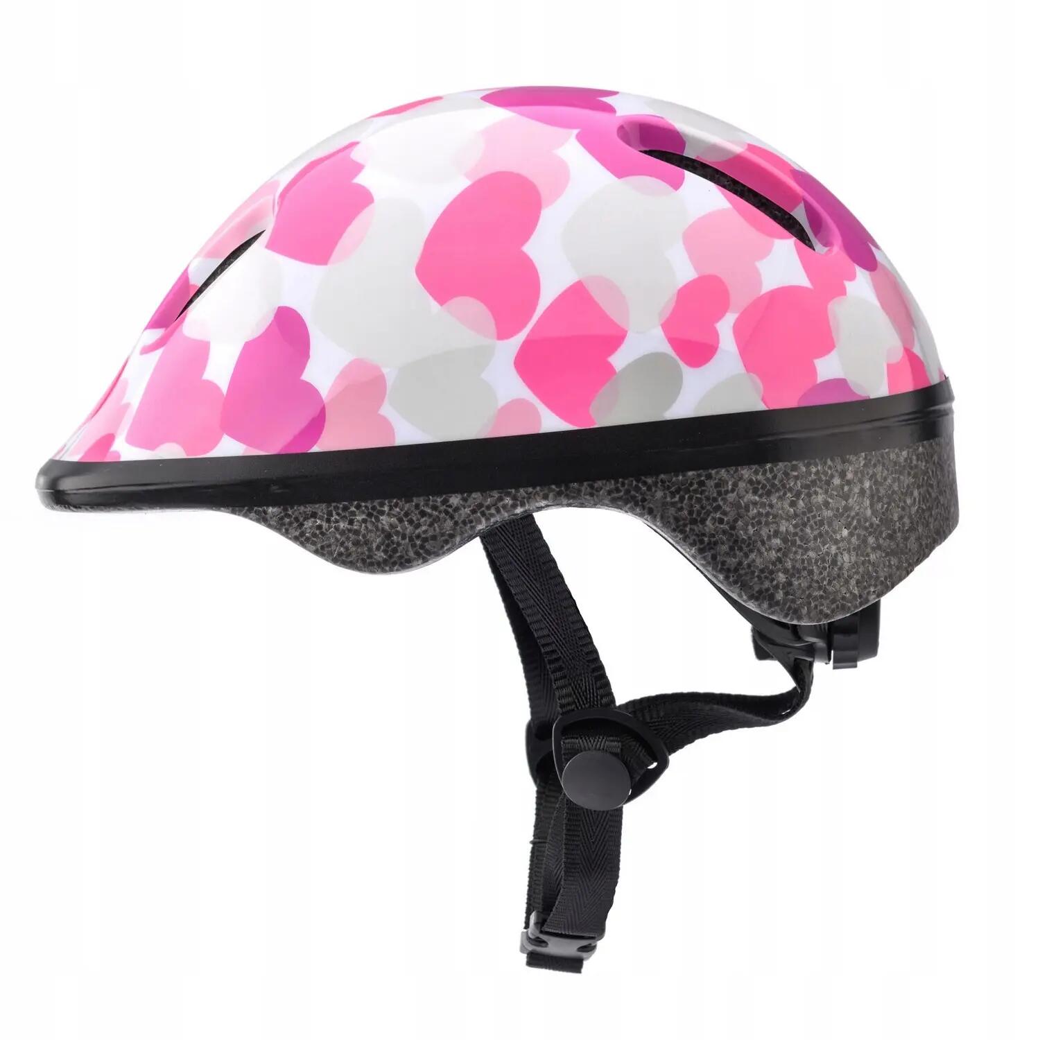 Fietshelm voor kinderen/kleuters, maat KS06, met hartjesmotief (Roze) 4/7