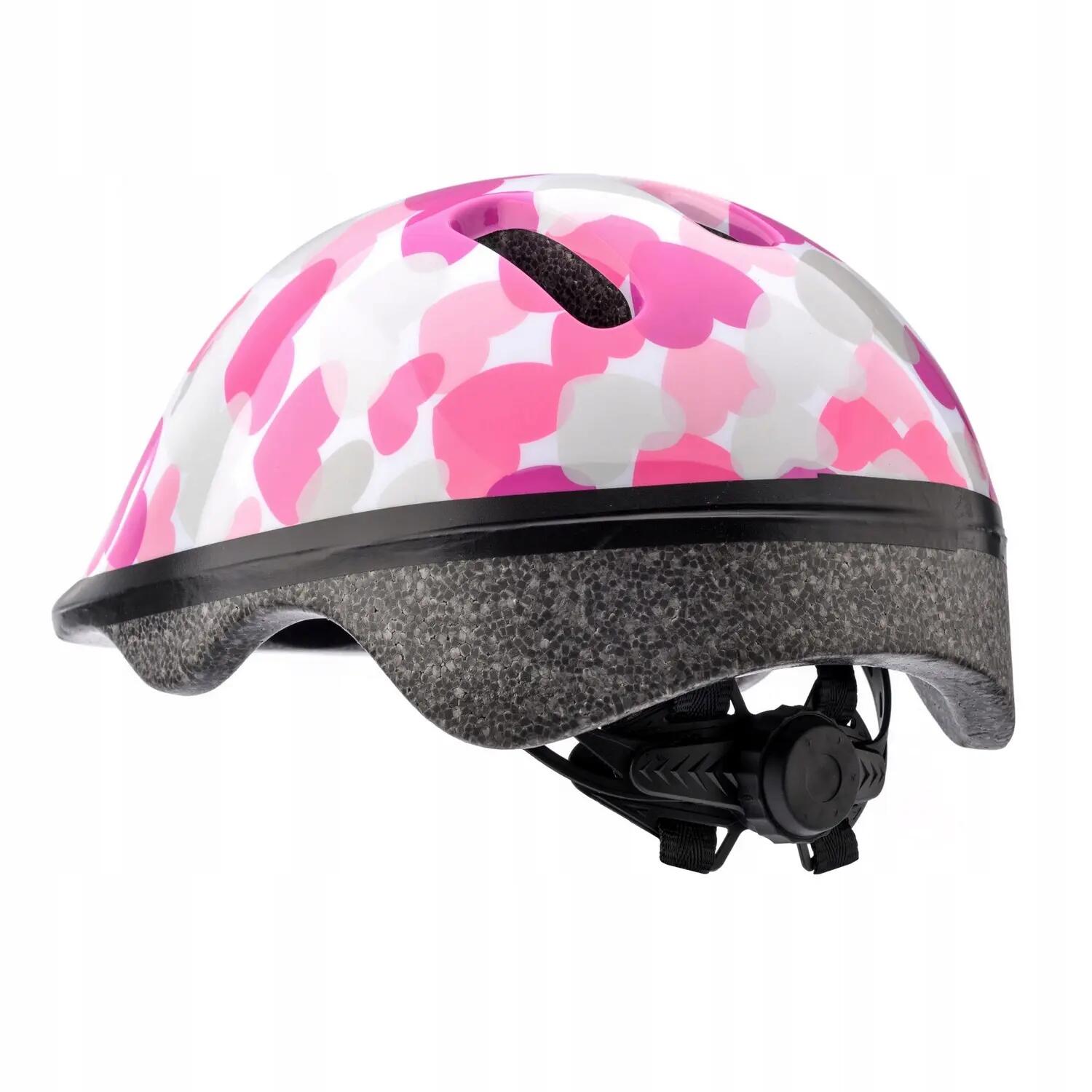Fietshelm voor kinderen/kleuters, maat KS06, met hartjesmotief (Roze) 2/7