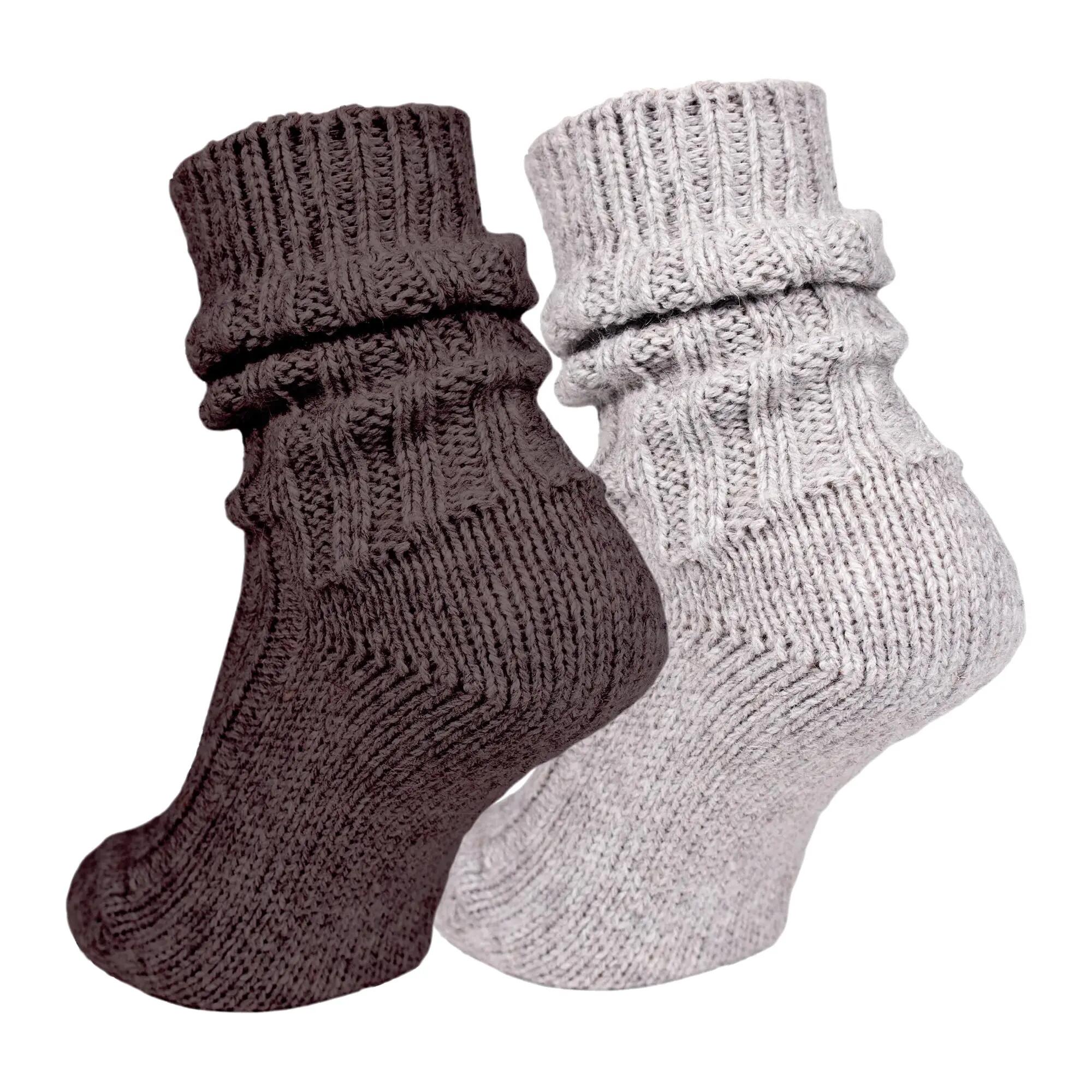 Damen Herren Winter Wollsocken dick gestrickt Alpaka elastischer Bund 4 Paar 7/7