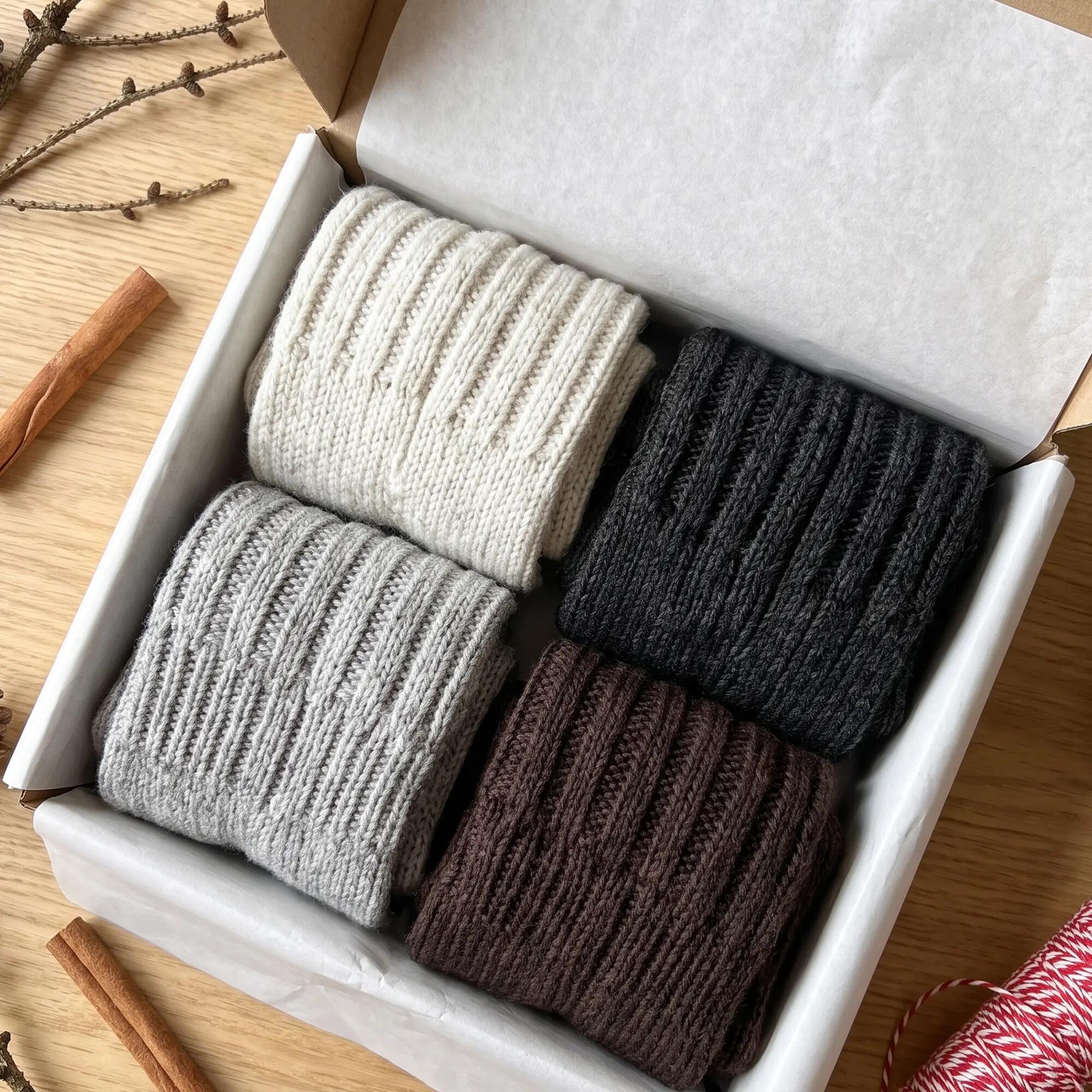 Damen Herren Winter Wollsocken dick gestrickt Alpaka elastischer Bund 4 Paar 6/7