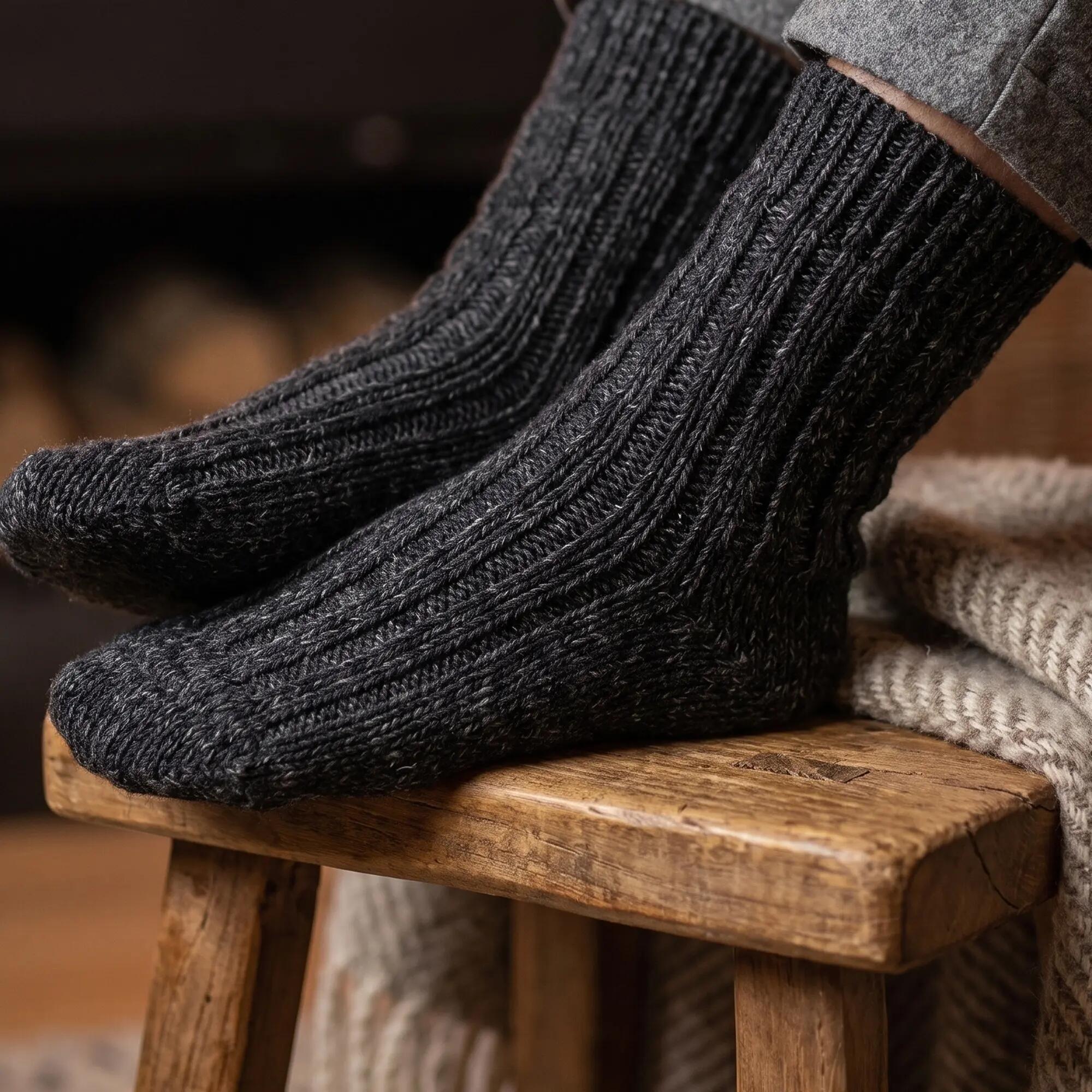 Damen Herren Winter Wollsocken dick gestrickt Alpaka elastischer Bund 4 Paar 4/7
