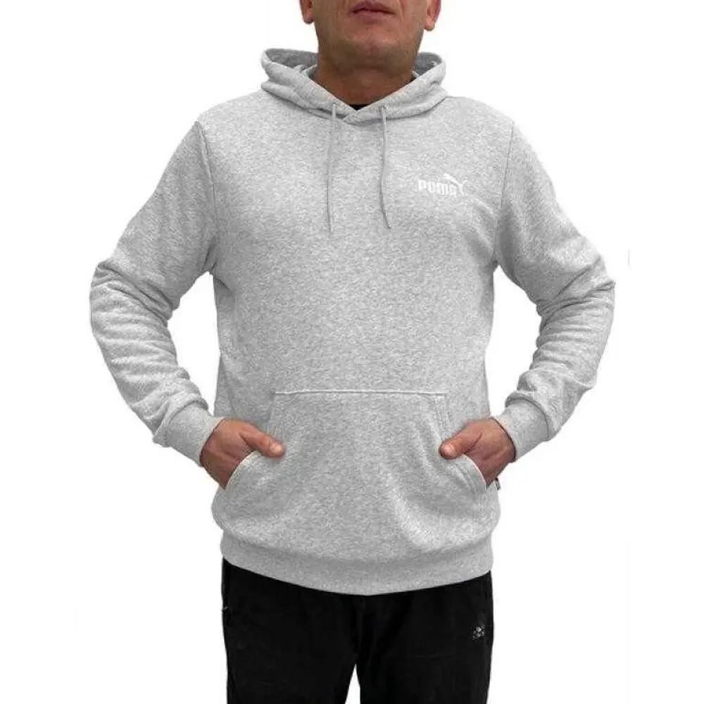 Heren Essentialhoodie met logo (Grijs) 4/7