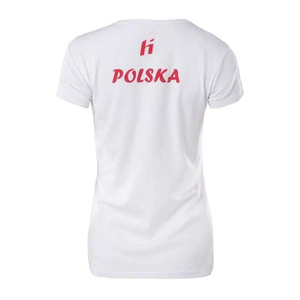 T-Shirt Mistura de Algodão Poland Fan Mulher (Branco) 2/6
