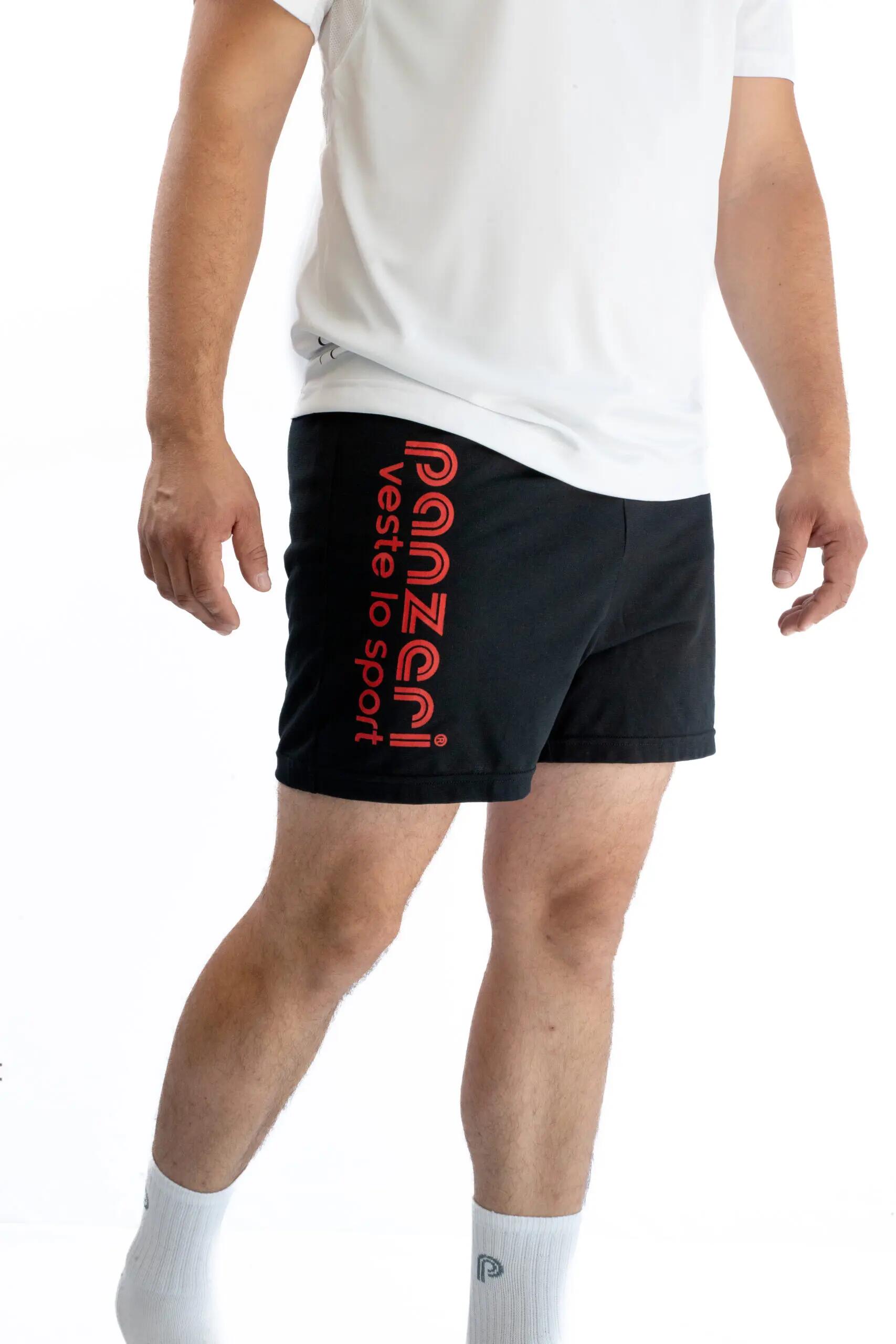 Short Panzeri Mixte  - Uni A - Noir / Rouge 3/4