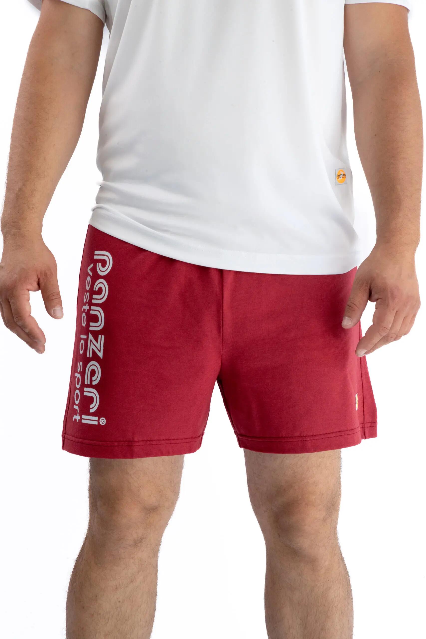 Short Panzeri Mixte  - Uni A - Bordeaux / Blanc 3/4