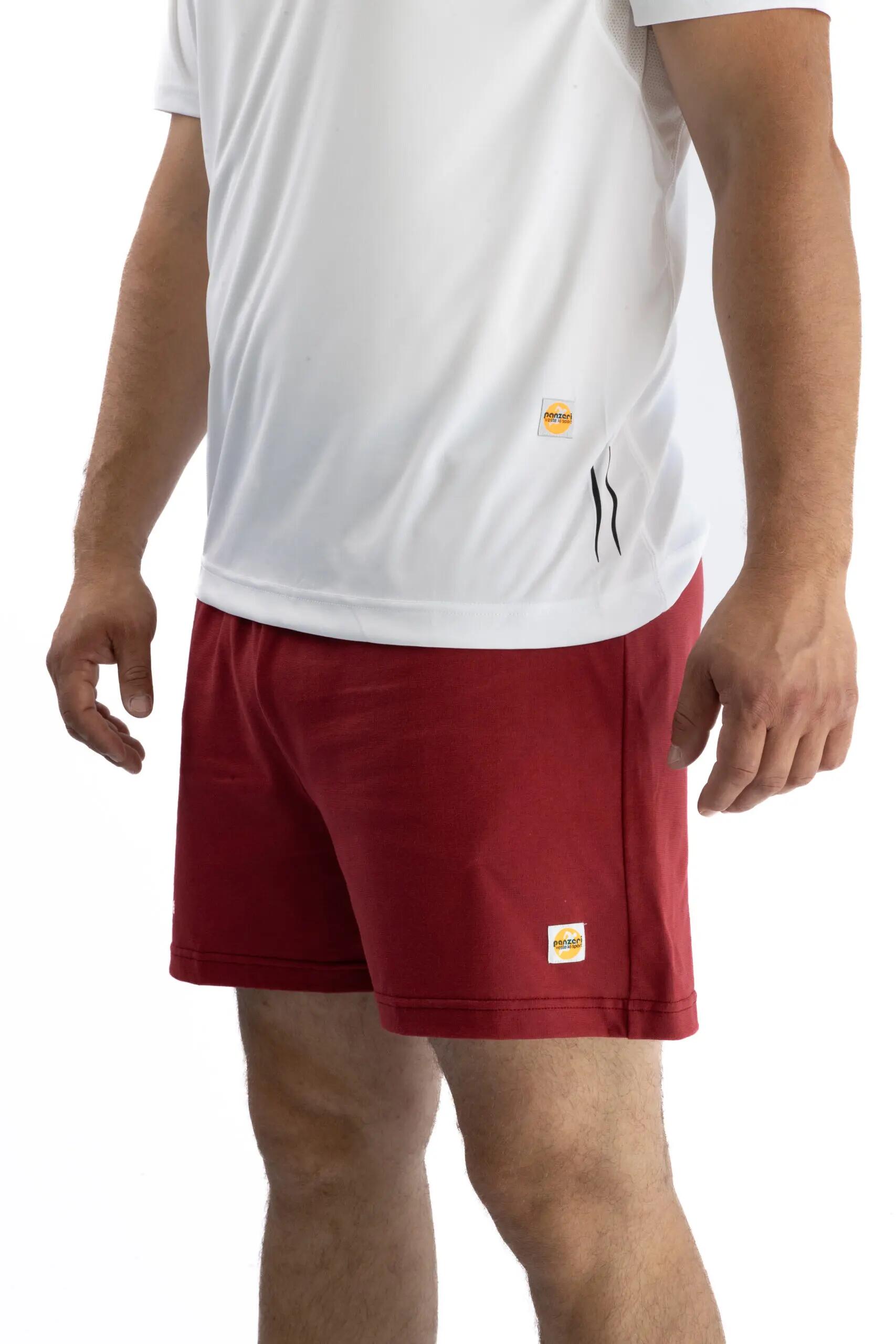 Short Panzeri Mixte  - Uni A - Bordeaux / Blanc 2/4