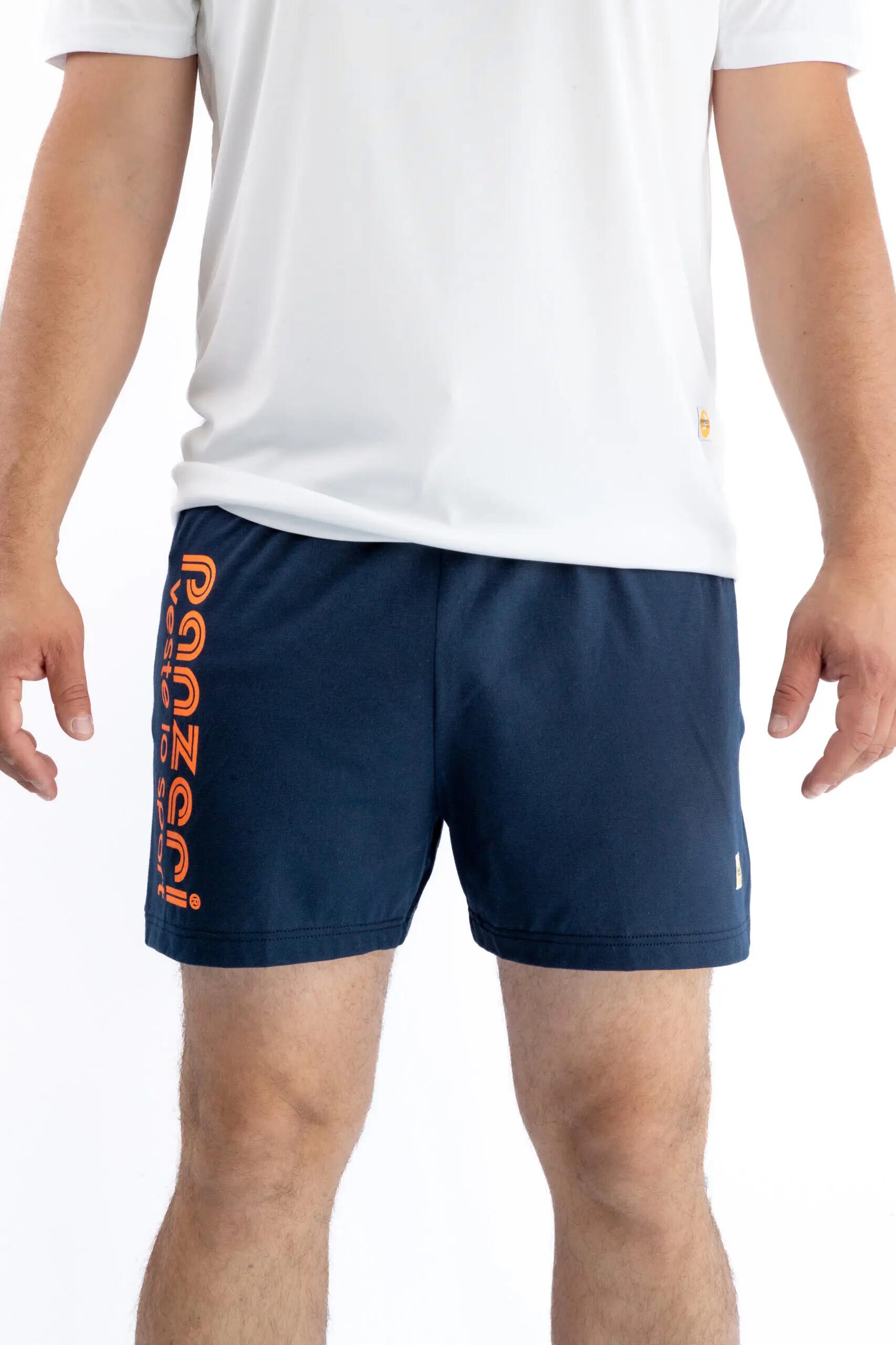Short Panzeri Mixte  - Uni A - Bleu Marine / Orange Fluo 2/4