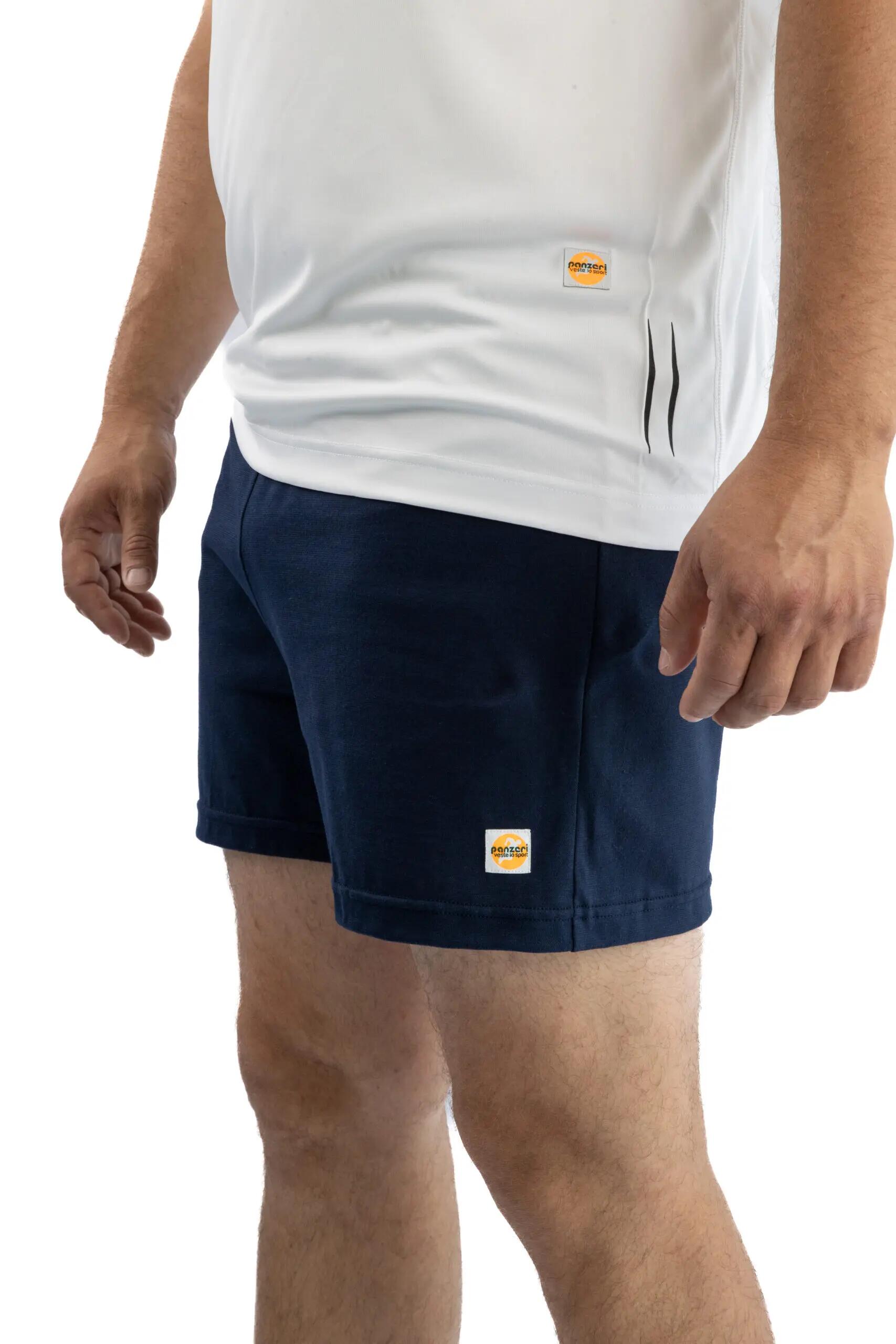 Short Panzeri Mixte  - Uni A - Bleu Marine / Rose 2/5