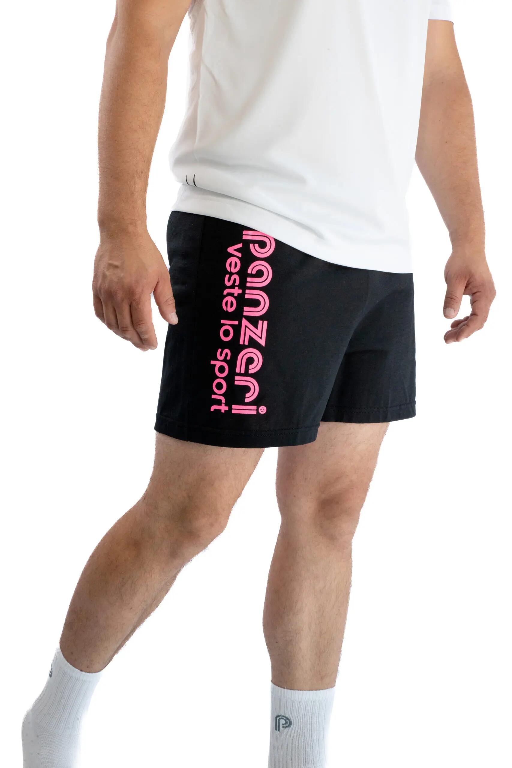 Short Panzeri Mixte  - Uni A - Noir / Rose Fluo 3/5