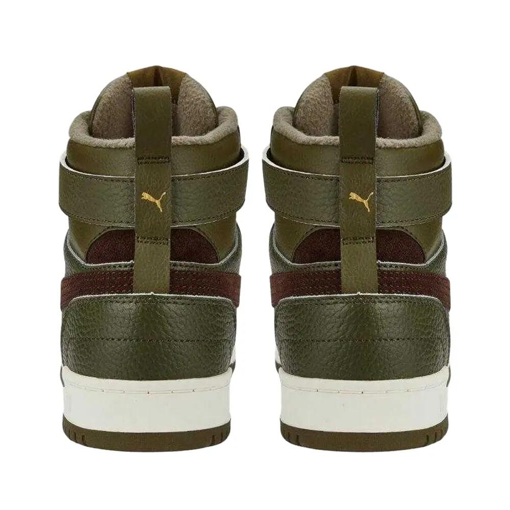 Mens Leather High Top Trainers (Green) 2/15