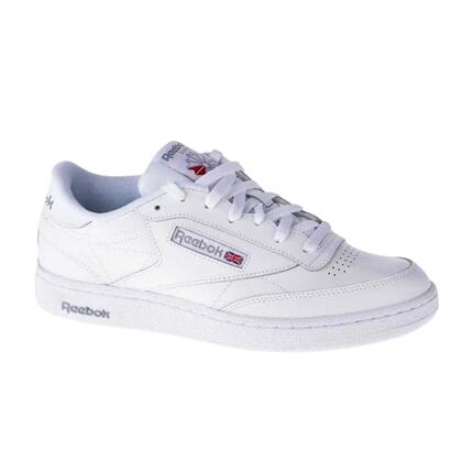 Zapatillas bajas de marcha para hombre, cuero y textil, Club C 85, blancas