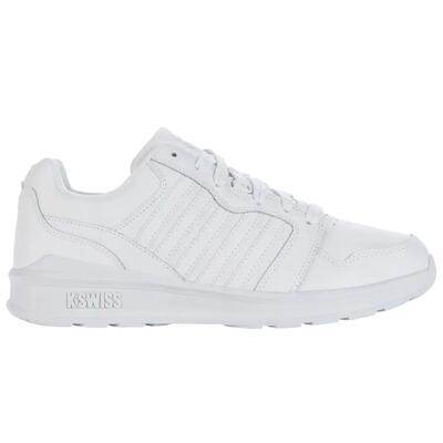Leren platte sneakers voor heren met rival stripesmotief (wit)