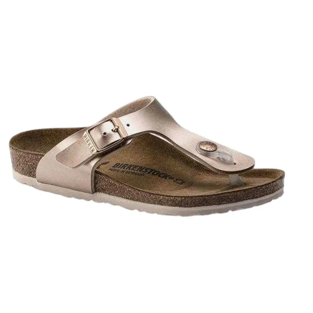 Sandali Pelle Scamosciata PiattaBambini Birkenstock Gizeh Rosa 4/5