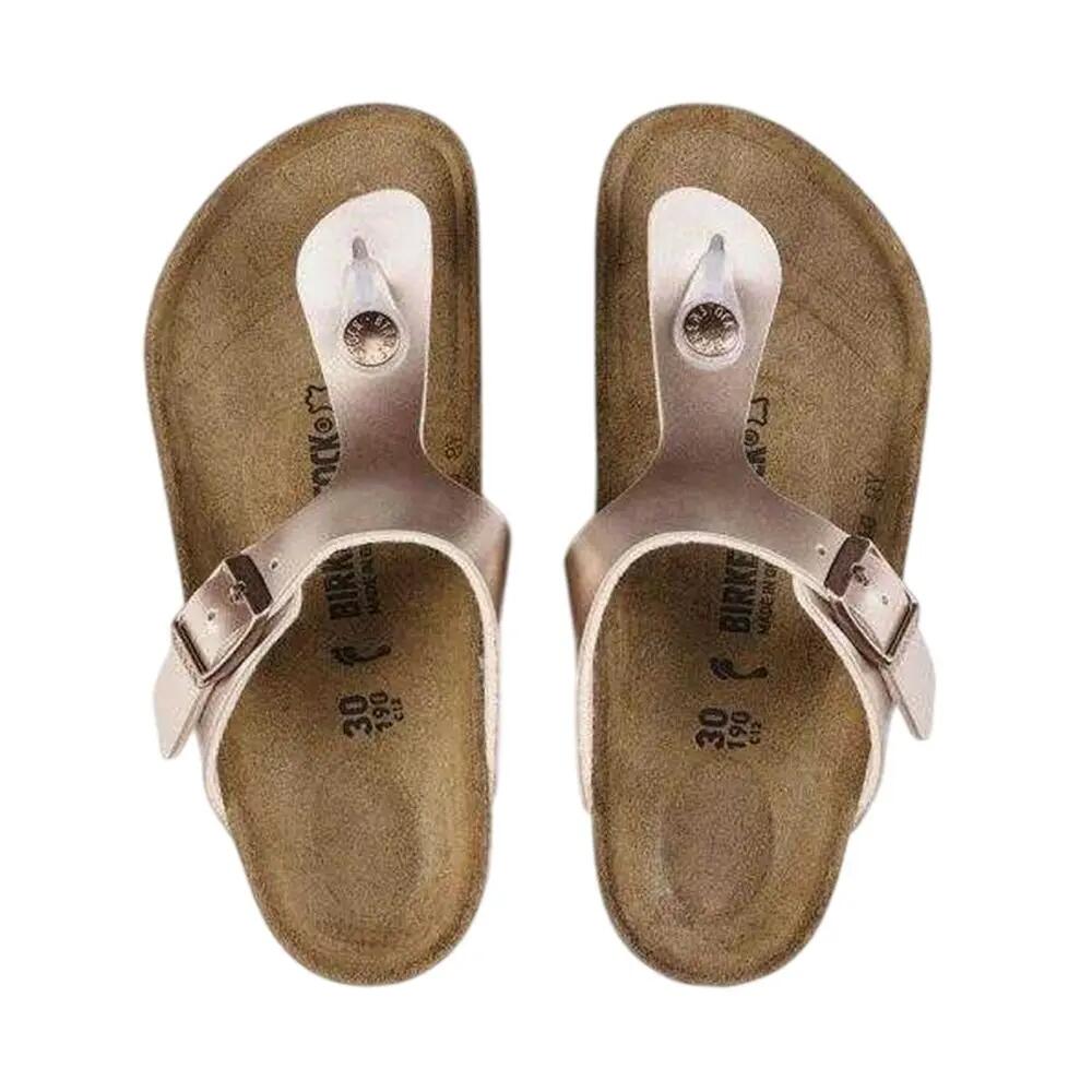 Sandali Pelle Scamosciata PiattaBambini Birkenstock Gizeh Rosa 2/5