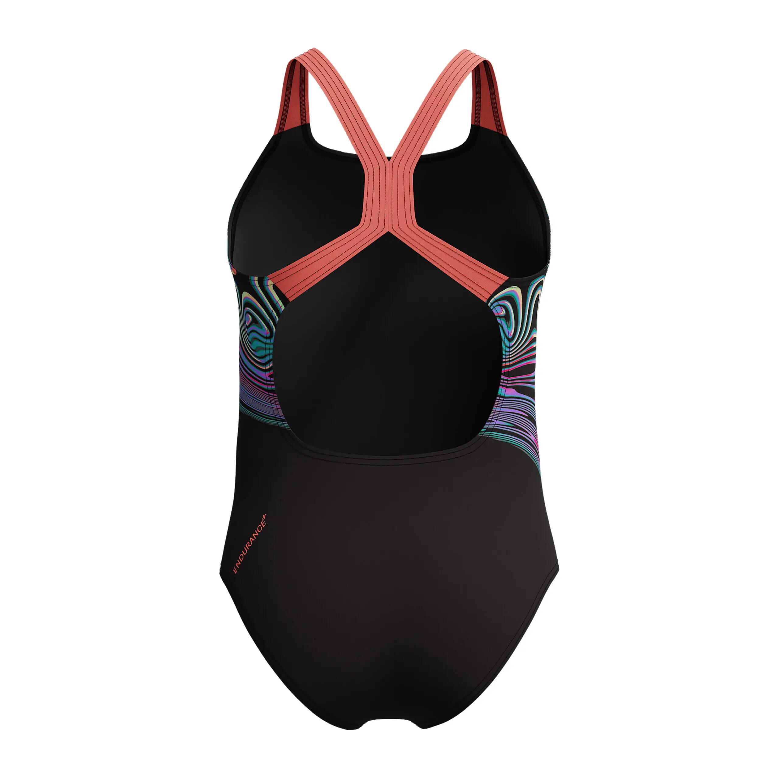 Maillot de bain fille Speedo Eco Endurance+ Print Placement Powerback Noir/Rouge 2/4