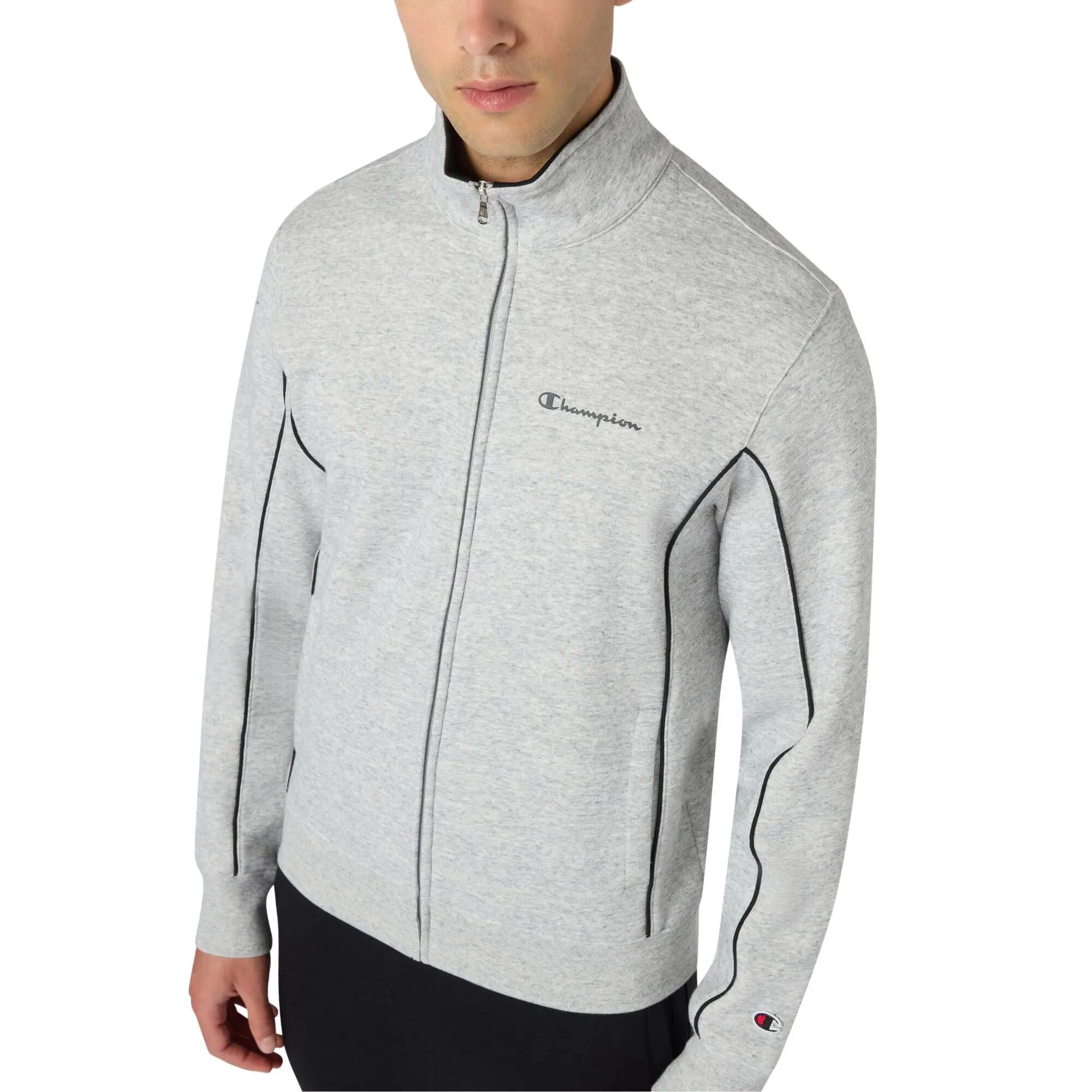 Champion - Heren Trainingspak Full Zip Gevoerd Small Script, Grijs 3/5