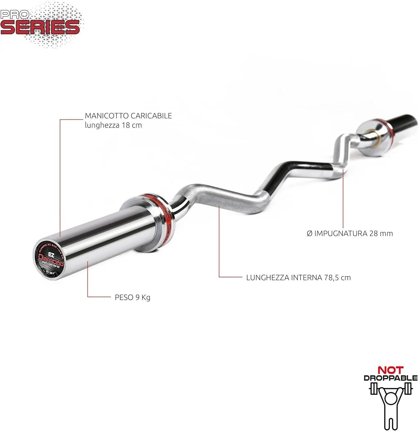 Bilanciere olimpico EZ curl 120 cm Ø50 mm 9 kg carico 150 kg 2/7