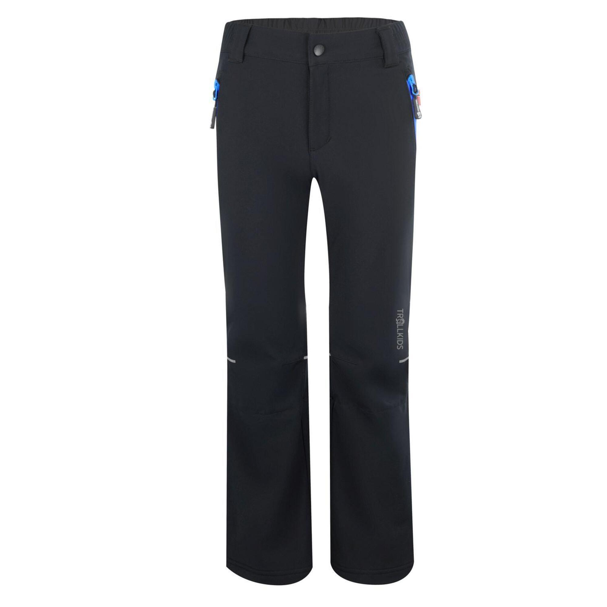 Trollkids - Pantalon Softshell Hemsedal Pour Enfants Hydrofuge Noir / Bleu Moyen - Pantalons - Bleu|noir - Decathlon