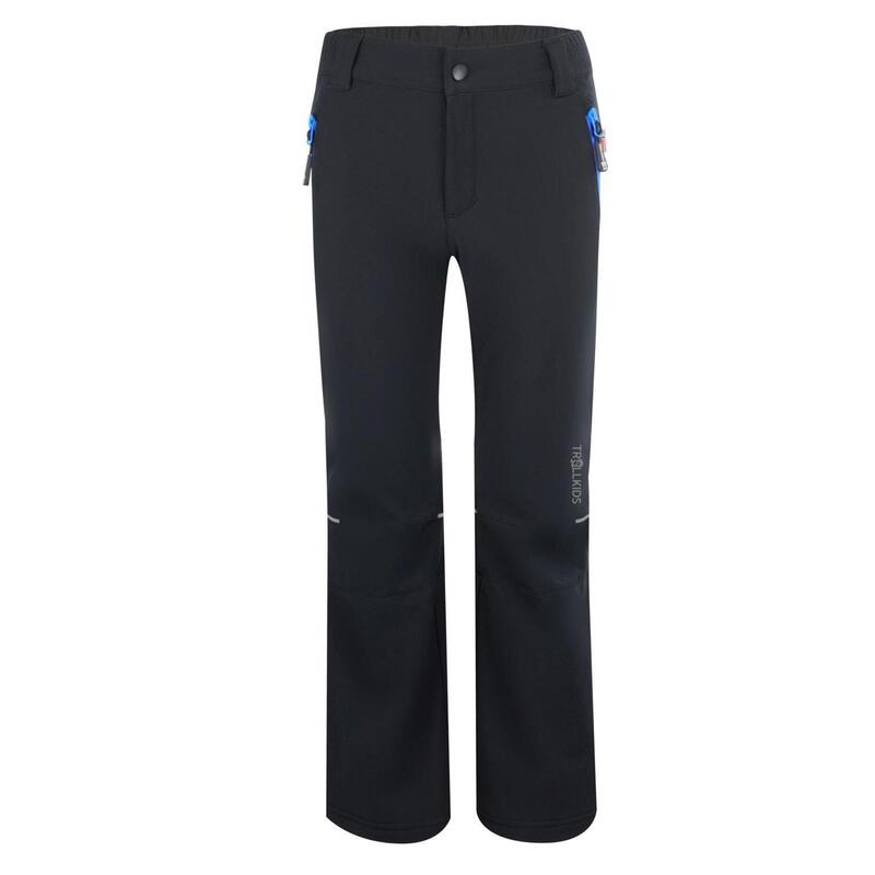 Pantalon Softshell Hemsedal pour enfants Hydrofuge Noir / Bleu moyen